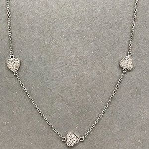 Pave Sterling Cubic Zirconia Heart Trio Necklace ,NWT-Boutique